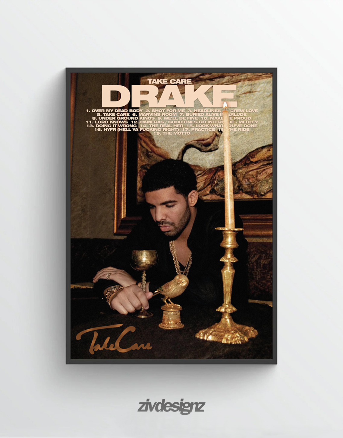 Drake ‘Take Care’ Premium Album Music Poster | Cover Artwork and Tracklist