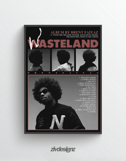 Brent Faiyaz ‘Wasteland’ Premium Album Music Poster | Cover Artwork and Tracklist