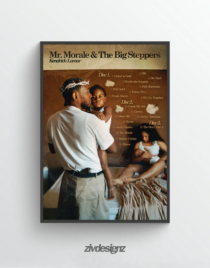 Kendrick Lamar ‘Mr. Morale & The Big Steppers’ Premium Album Music Poster | Cover Artwork and Tracklist