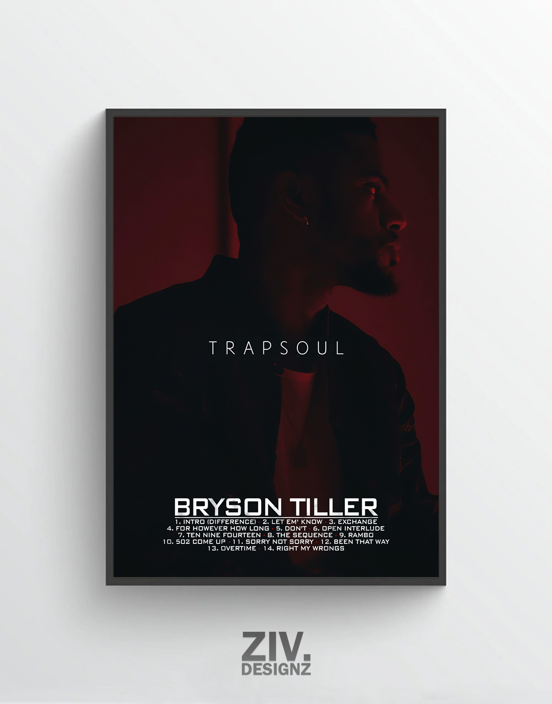 Bryson Tiller 'Trapsoul' Premium Album R&B Poster | Cover Artwork and Tracklist