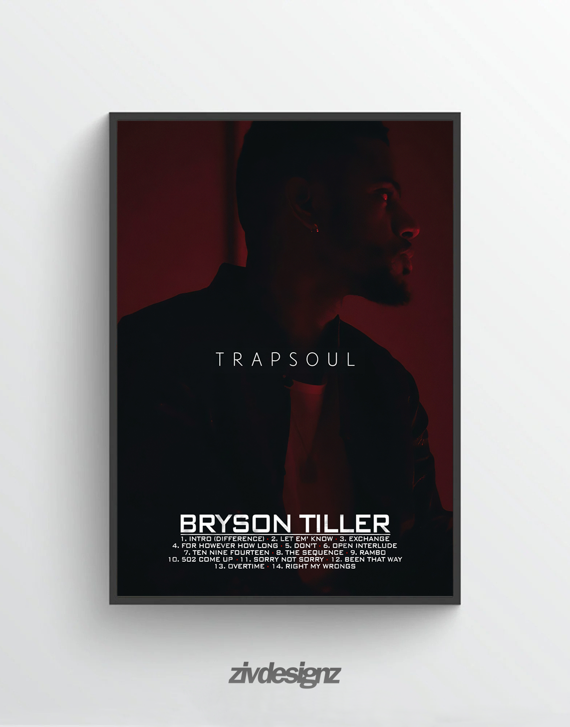 Bryson Tiller 'Trapsoul' Premium Album R&B Poster | Cover Artwork and Tracklist