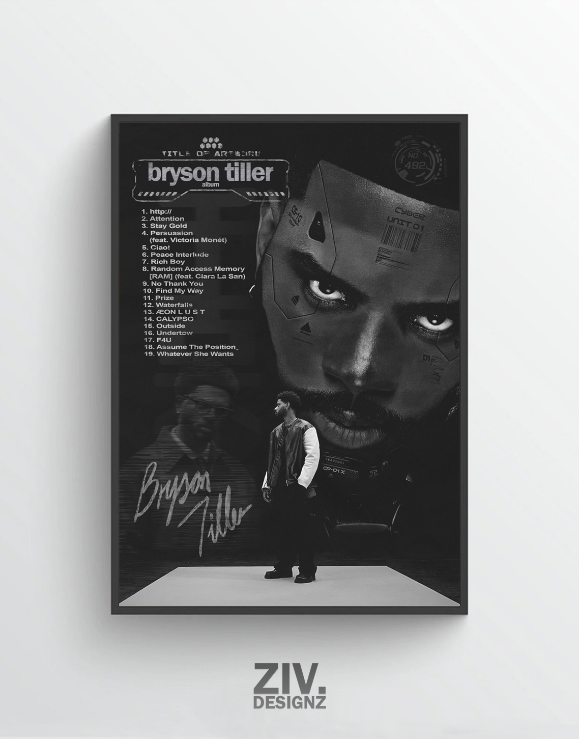 'Bryson Tiller Album' Premium Album Music Poster | Cover Artwork and Tracklist