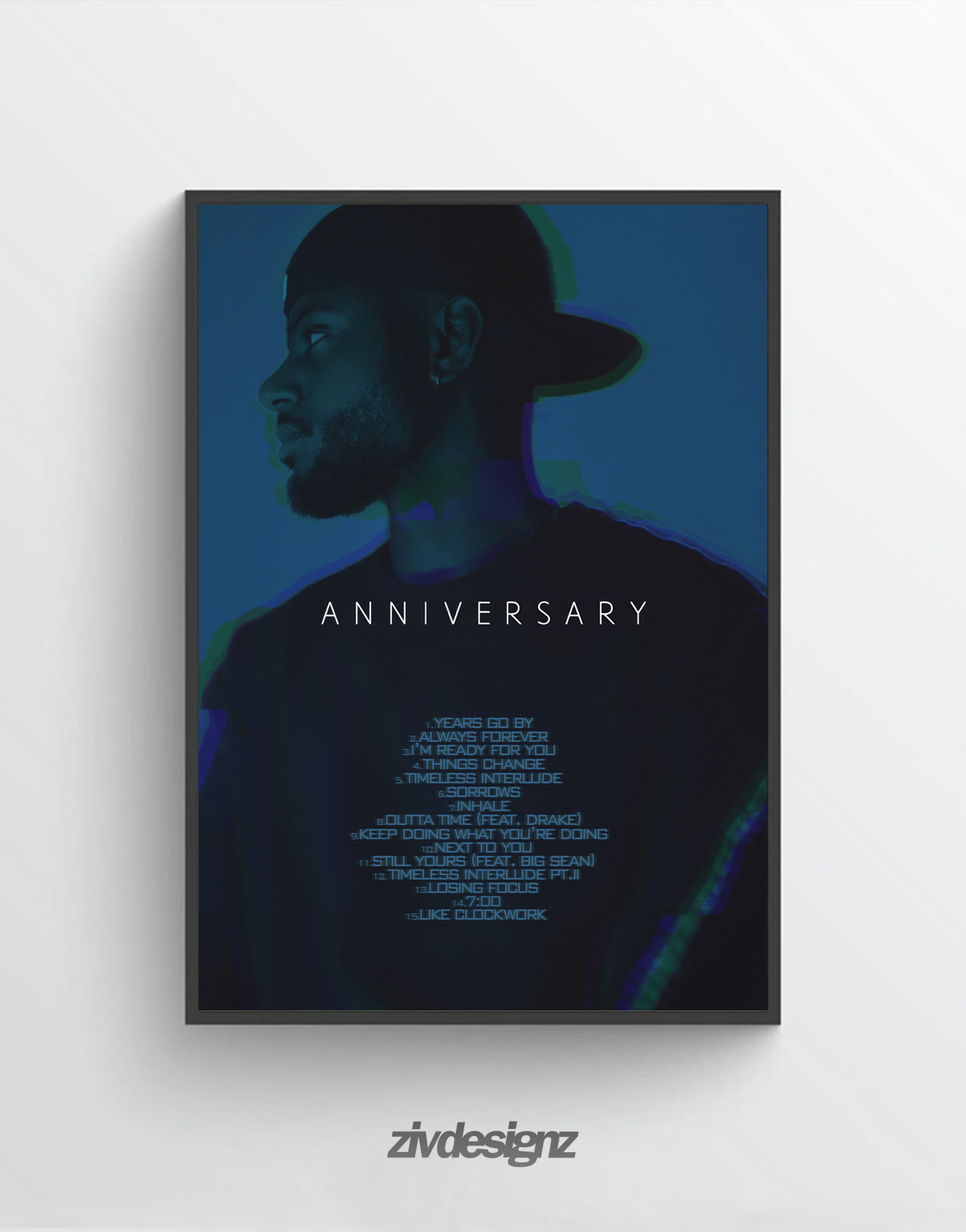 Bryson Tiller 'Anniversary' Premium Album Music Poster | Cover Artwork and Tracklist