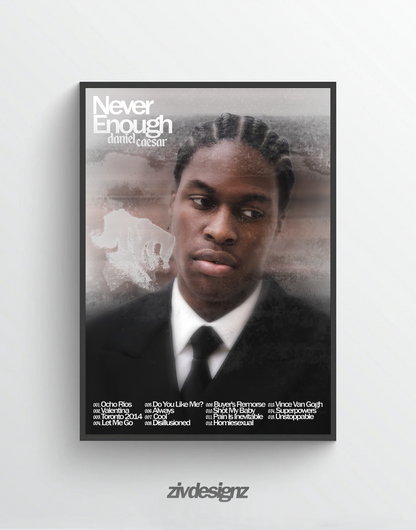 Daniel Caesar 'Never Enough' Premium Album Music Poster | Cover Artwork and Tracklist