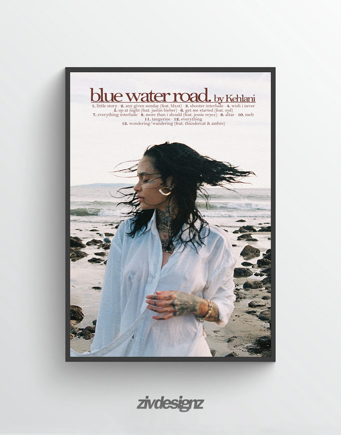 Kehlani ‘blue water road’ Premium Album Music Poster | Cover Artwork and Tracklist